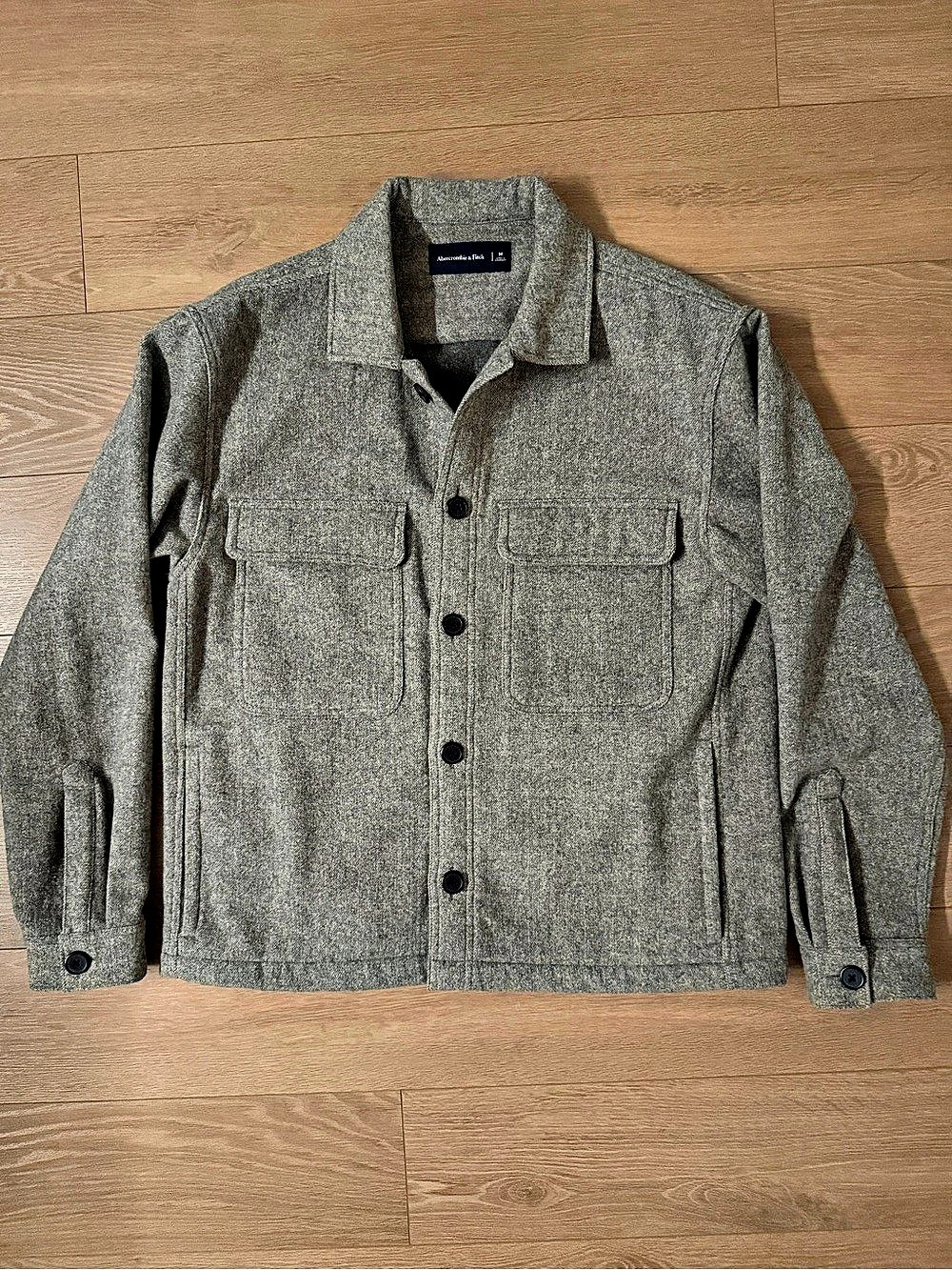 Abercrombie & Fitch Wool-Blend Shirt Jacket Gray - Medium